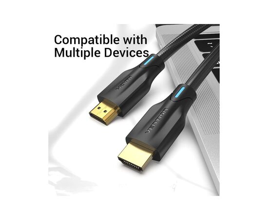 Кабель мультимедийный HDMI M to HDMI M 1.0m 8K cotton braided black Vention (AAUBF), изображение 8