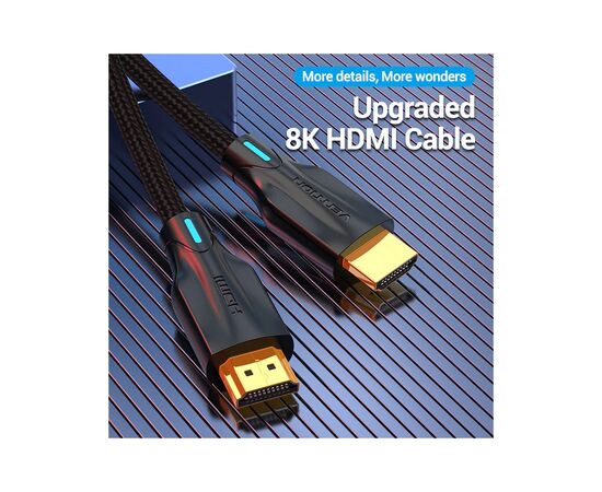 Кабель мультимедийный HDMI M to HDMI M 5.0m 8K cotton braided black Vention (AAUBJ), изображение 2