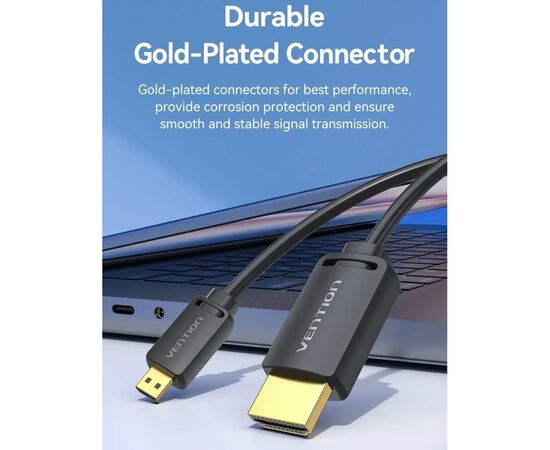 Кабель мультимедийный HDMI M to HDMI micro M 1.0m 4K black Vention (AGIBF), изображение 2