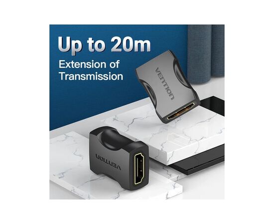 Перехідник HDMI F to HDMI F black Vention (AIRB0), зображення 2