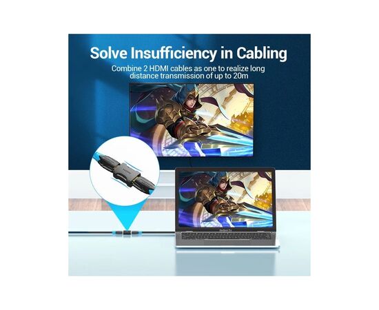Перехідник HDMI F to HDMI F black Vention (AIRB0), зображення 3