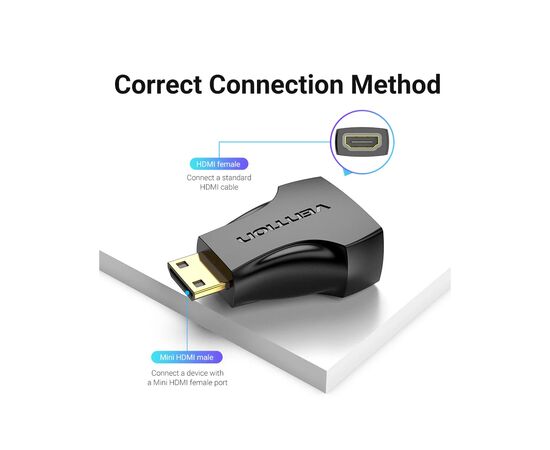 Переходник HDMI to Mini HDMI black Vention (AISB0), изображение 3