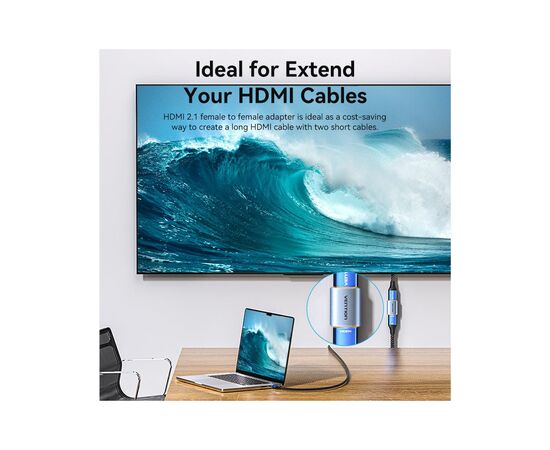 Переходник HDMI F to HDMI F 8K Aluminum black Vention (AIUH0), изображение 3
