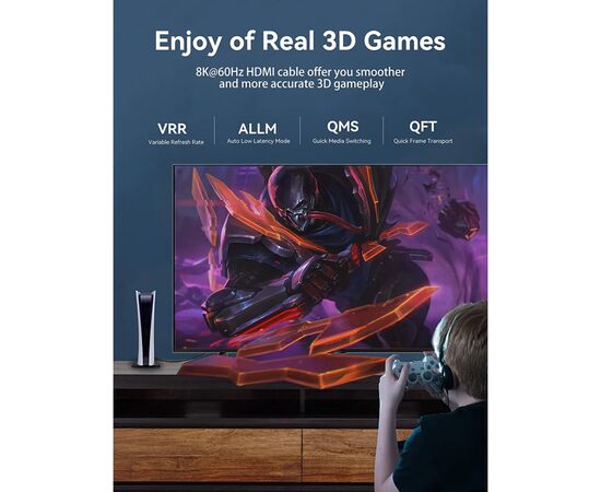 Кабель мультимедійний HDMI M to HDMI M 1.5m 8K cotton braided blue Vention (ALGLG), зображення 7