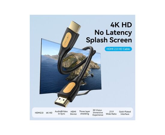 Кабель мультимедийный HDMI M to HDMI M 1.5m 4K black Vention (ALIBG), изображение 2