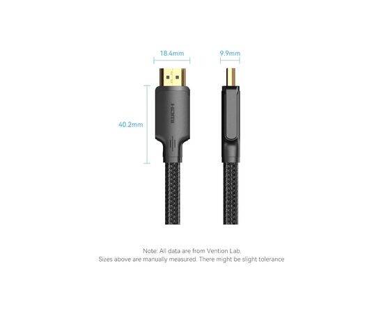 Кабель мультимедийный HDMI M to HDMI M 5.0m 4K cotton braided black Vention (ALLBJ), изображение 7