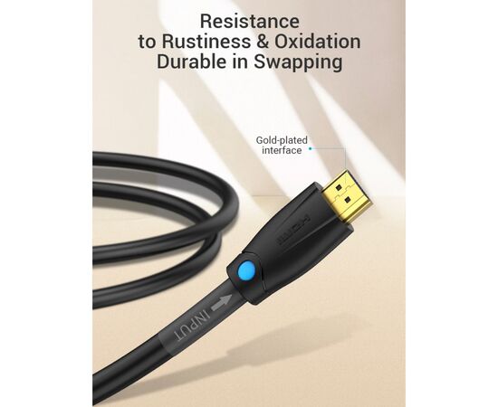 Кабель мультимедийный HDMI M to HDMI M 1.0m 4K cotton braided black zinc alloy Vention (ALMBF), изображение 4