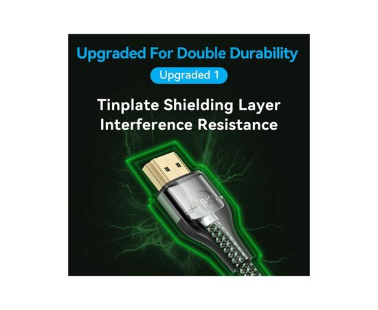Кабель мультимедійний HDMI M to HDMI M 1.0m 8K ultra thin cotton braided green Vention (ALOGF), зображення 6