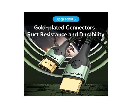 Кабель мультимедійний HDMI M to HDMI M 1.0m 8K ultra thin cotton braided green Vention (ALOGF), зображення 7