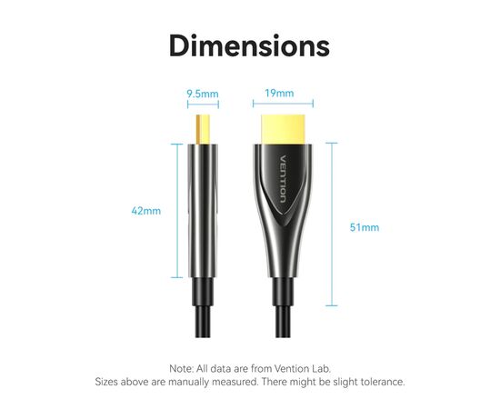 Кабель мультимедийный HDMI M to HDMI M 60.0m 4K fiber optic black Vention (ALSBAE), изображение 12