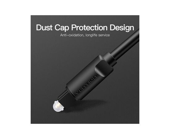 Кабель мультимедійний Optical Toslink 1.5m black Vention (BAEBG), зображення 6