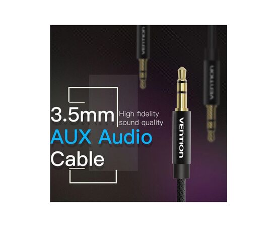 Кабель мультимедийный 3.5mm M to 3.5mm M 1.0m fabric black Vention (BAGBF), изображение 5