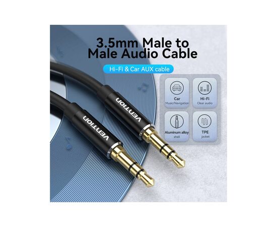 Кабель мультимедийный 3.5mm M to 3.5mm M 1.5m black Vention (BAXBG), изображение 3