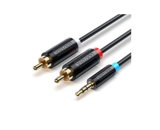 Кабель мультимедийный 3.5mm M to 2xRCA M 2.0m black Vention (BCLBH)