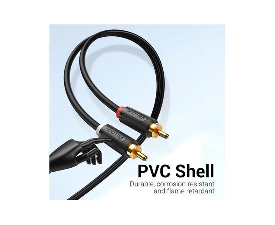 Кабель мультимедийный 2xRCA M to 2xRCA M 1.5m black Vention (BCMBG), изображение 10