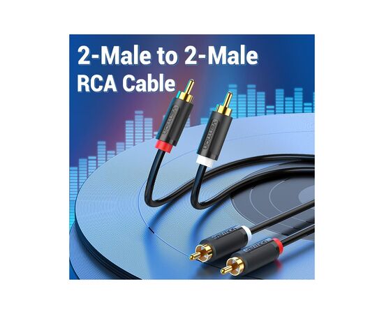 Кабель мультимедийный 2xRCA M to 2xRCA M 1.5m black Vention (BCMBG), изображение 4