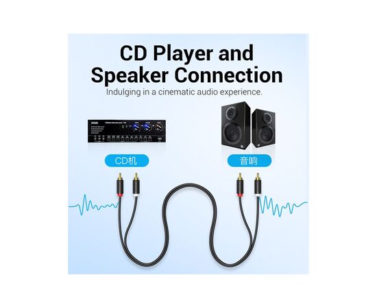 Кабель мультимедийный 2xRCA M to 2xRCA M 1.5m black Vention (BCMBG), изображение 8