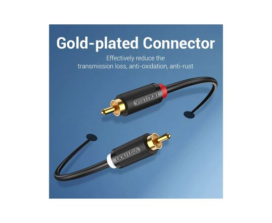 Кабель мультимедийный 2xRCA M to 2xRCA M 1.5m black Vention (BCMBG), изображение 9