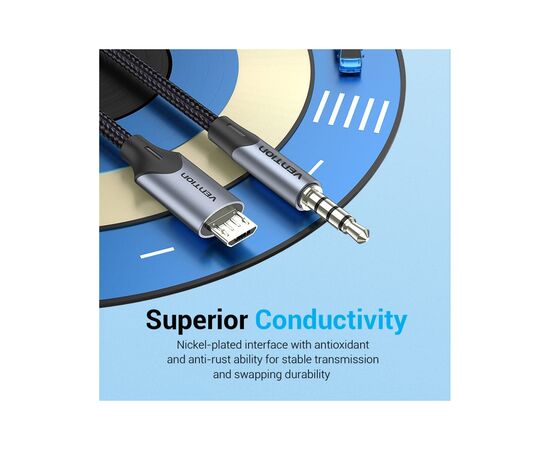 Кабель мультимедийный Micro 5P M to 3.5mm M 1.0m (4pin) black Vention (BDGBF), изображение 5