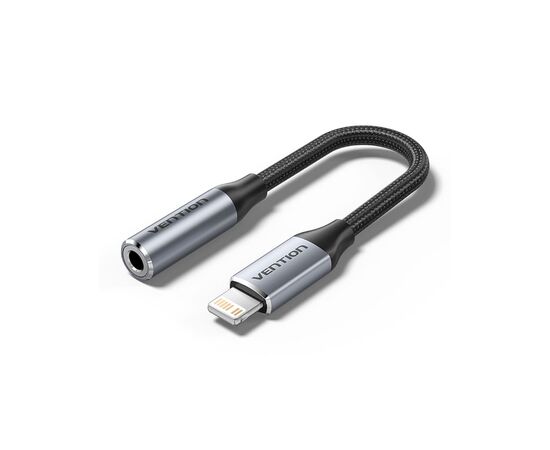 Переходник Lightning to 3.5mm 0.1m cotton braided aluminum gray Vention (BMBHA)