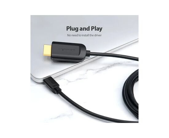 Кабель мультимедийный USB-C to HDMI M 1.5m black Vention (CGUBG), изображение 3