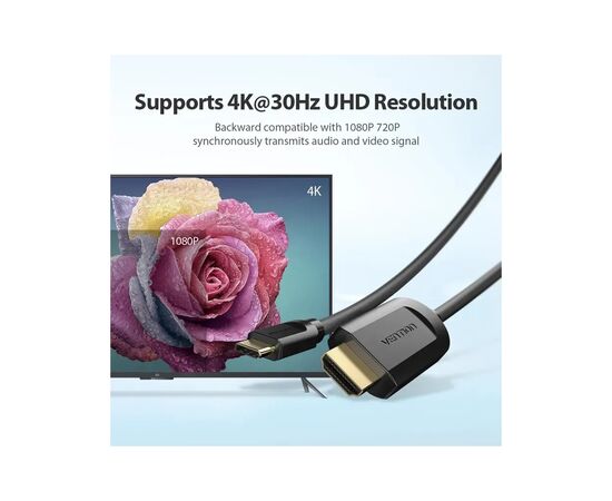 Кабель мультимедийный USB-C to HDMI M 1.5m black Vention (CGUBG), изображение 5