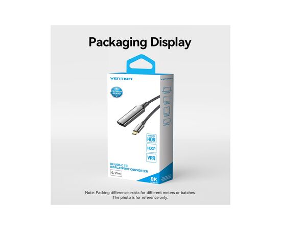 Кабель мультимедийный USB-C to DisplayPort M 0.25m 8K black Vention (CRGBC), изображение 7