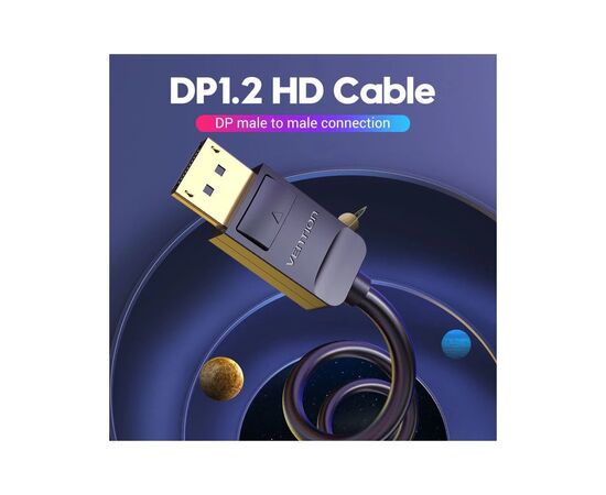Кабель мультимедийный DisplayPort M to DisplayPort M 1.5m black Vention (HACBG), изображение 2