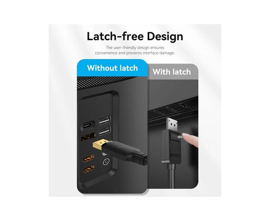 Кабель мультимедийный DisplayPort M to DisplayPort M 1.0m 4K black Vention (HAKBF), изображение 5