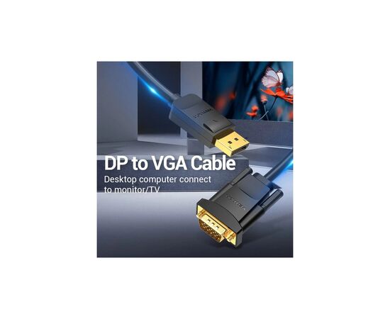 Кабель мультимедийный DisplayPort M to VGA M 1.5m black Vention (HBLBG), изображение 2