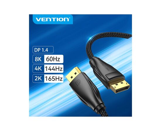 Кабель мультимедийный DisplayPort M to DisplayPort M 2.0m black Vention (HCCBH), изображение 3