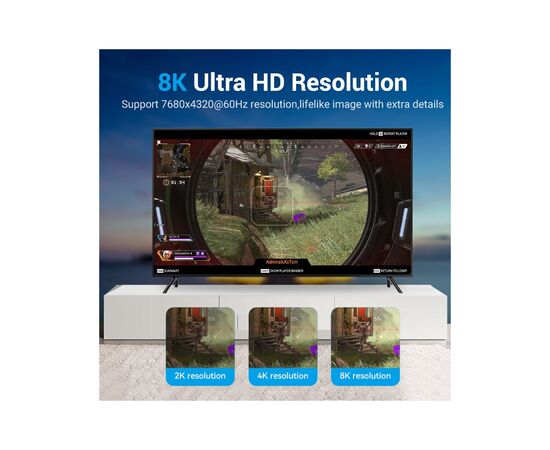 Кабель мультимедийный DisplayPort M to DisplayPort M 2.0m black Vention (HCCBH), изображение 6