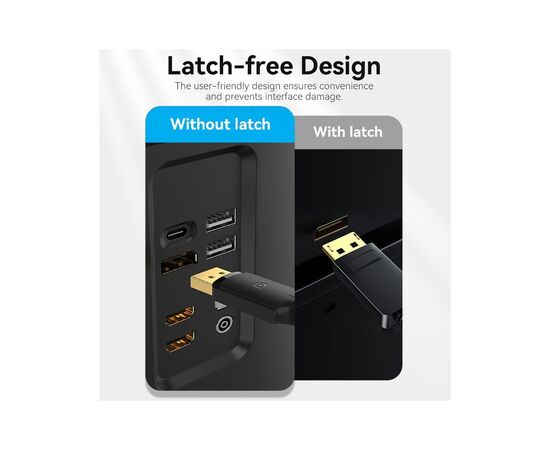 Кабель мультимедийный DisplayPort M to HDMI M 1.8m 4K black Vention (HFOBAC), изображение 3