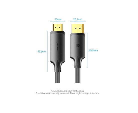 Кабель мультимедийный DisplayPort M to HDMI M 1.8m 4K black Vention (HFOBAC), изображение 6