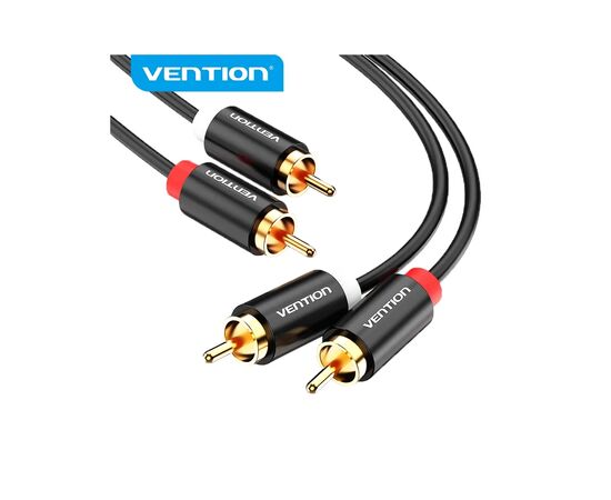 Кабель мультимедийный 2xRCA M to 2xRCA M 1.0m black Vention (VAB-R06-B100), изображение 2