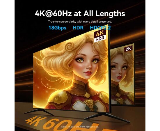 Кабель мультимедійний HDMI M to HDMI M 40.0m 4K fiber optic zinc alloy black Vention (ALSBV), зображення 3