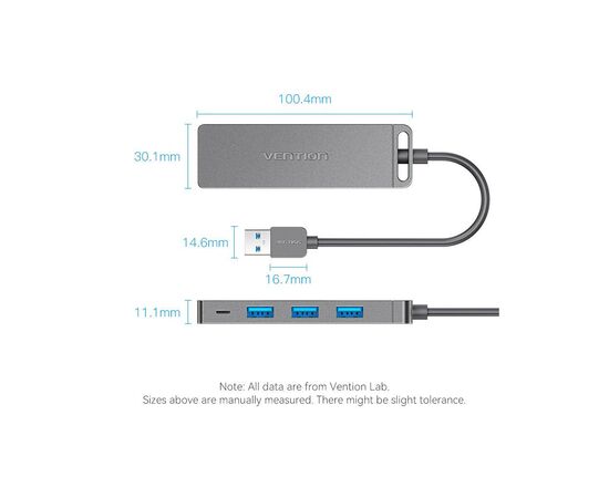Концентратор Vention USB 3.0 to 4xUSB 3.0 Hub With Power Supply 0.15m black (CHLBB), изображение 12