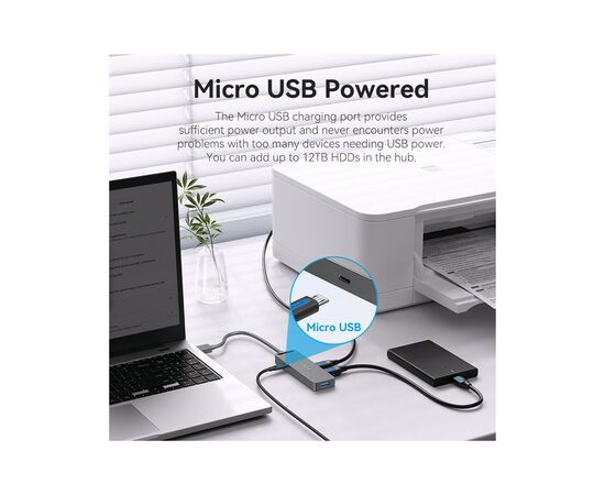 Концентратор Vention USB 3.0 to 4xUSB 3.0 Hub With Power Supply 0.15m black (CHLBB), изображение 6