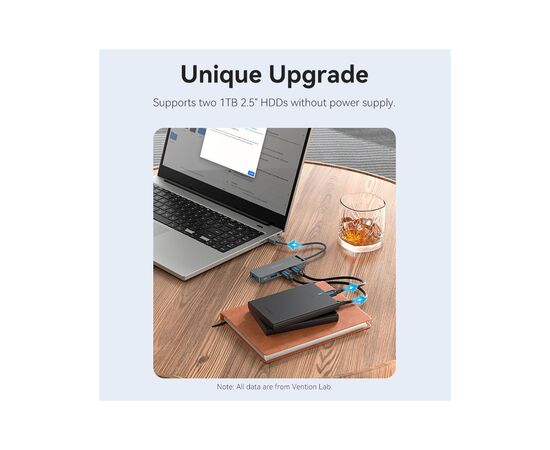 Концентратор Vention USB 3.0 to 4xUSB 3.0 Hub With Power Supply 0.15m black (CHLBB), изображение 7