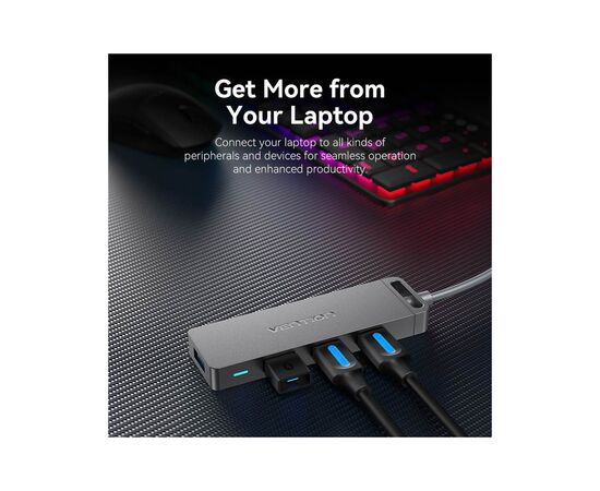 Концентратор Vention USB 3.0 to 4xUSB 3.0 Hub With Power Supply 0.15m black (CHLBB), изображение 9
