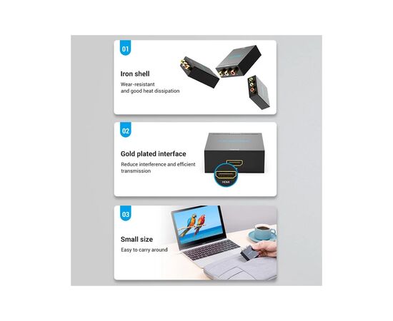 Конвертор HDMI to RCA Metal Type black Vention (AEEB0), изображение 9