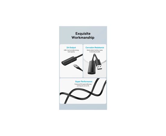 Дата кабель USB 2.0 AM/AF 30.0m Active black Vention (CBKBT), изображение 7
