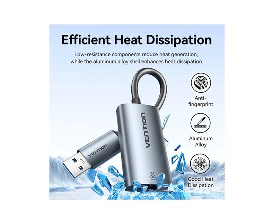 Перехідник USB-C + USB A to RJ45 Ethernet 1000Mbps 0.15m aluminum gray Vention (CFQHB), зображення 6