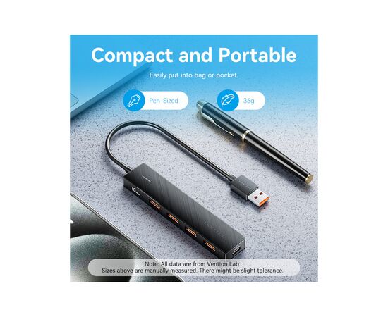 Концентратор Vention USB to 4xUSB 3.2 Gen2 + USB-C 10Gbps 0.15m black (CHOBB), изображение 2