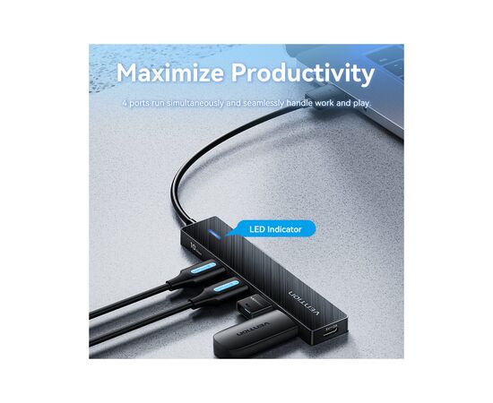 Концентратор Vention USB to 4xUSB 3.2 Gen2 + USB-C 10Gbps 0.15m black (CHOBB), изображение 4