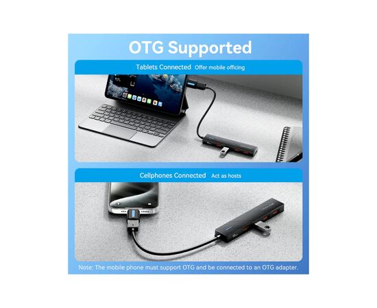 Концентратор Vention USB to 4xUSB 3.2 Gen2 + USB-C 10Gbps 0.15m black (CHOBB), изображение 7