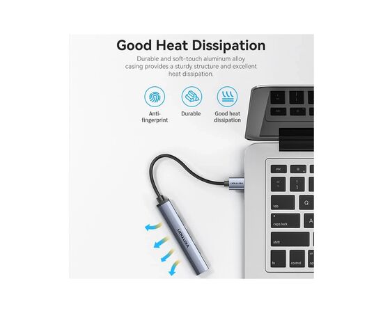 Концентратор Vention USB 3.0 to 1xUSB 3.0 + 3xUSB 2.0 0.15m gray (CKOHB), изображение 3