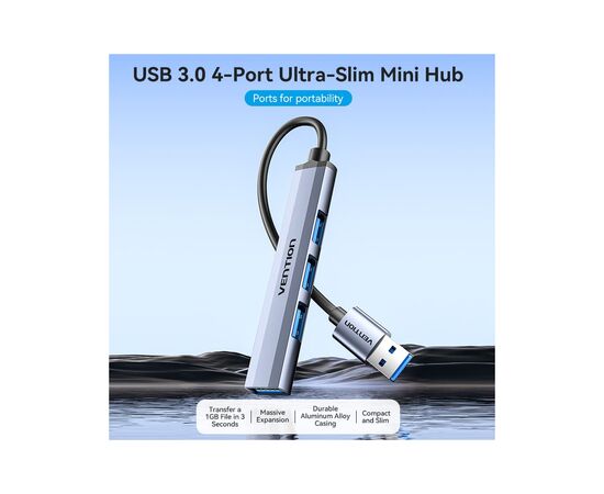 Концентратор Vention USB 3.0 to 1xUSB 3.0 + 3xUSB 2.0 0.15m gray (CKOHB), изображение 5