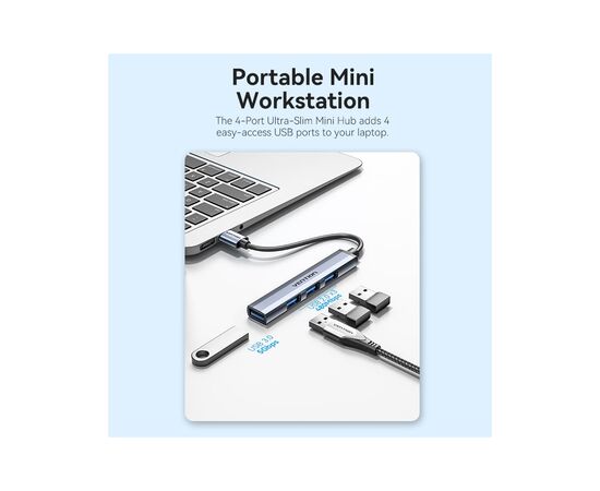 Концентратор Vention USB 3.0 to 1xUSB 3.0 + 3xUSB 2.0 0.15m gray (CKOHB), изображение 6