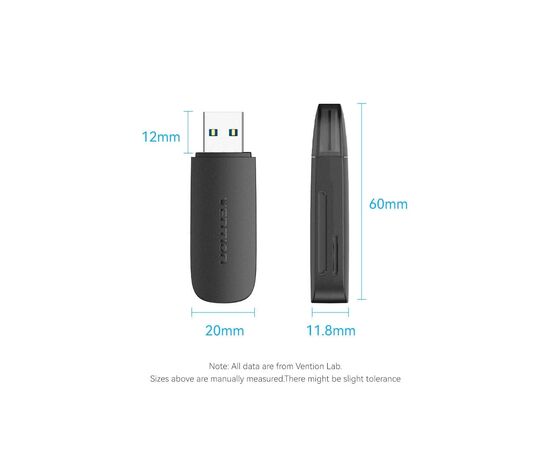 Зчитувач флеш-карт Vention USB 3.0 to SD+TF Black Dual Drive Letter (CLGB0), зображення 3